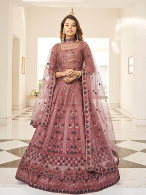 Stylish Rust Orange Silk Lehenga Set - Rajwada
