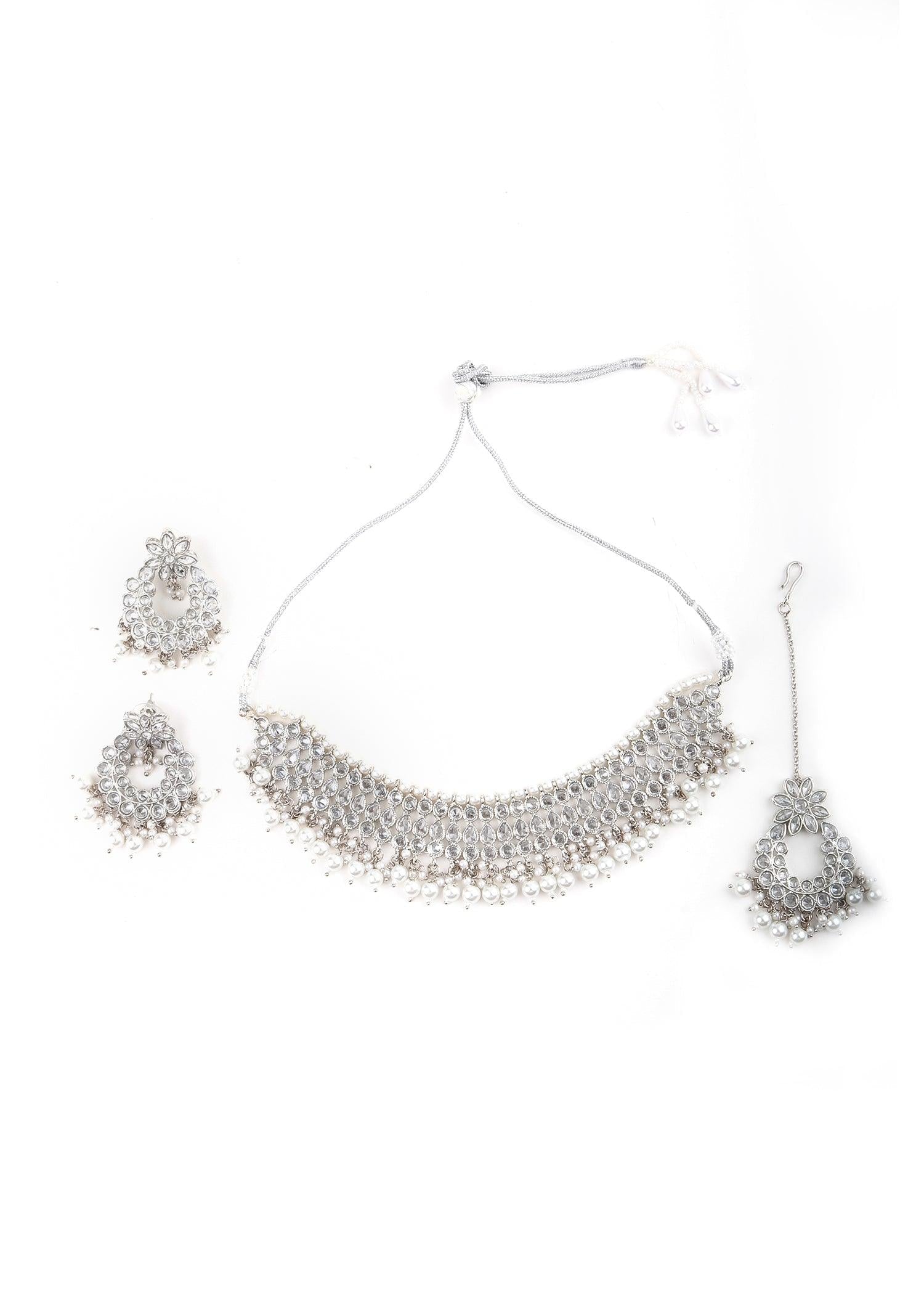 Stylish Silver Choker Set - Rajwada