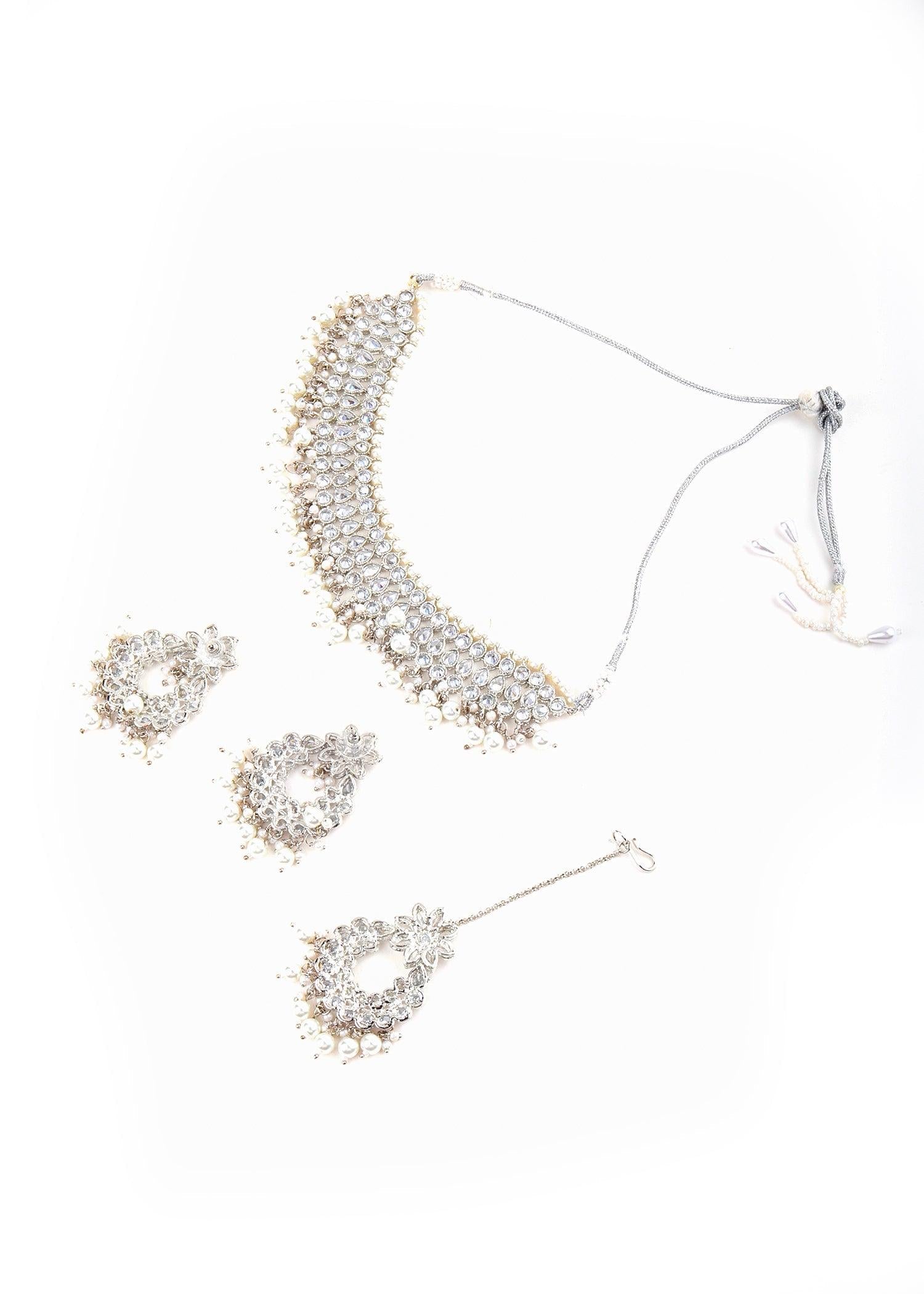 Stylish Silver Choker Set - Rajwada