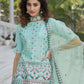 Stylish Sky Blue Chinon Chiffon Lehenga Choli Set - Rajwada