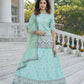 Stylish Sky Blue Chinon Chiffon Lehenga Choli Set - Rajwada