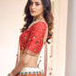 Stylish White And Red Art Silk Lehenga Set - Rajwada