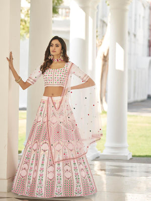Stylish White Silk Lehenga Choli Set - Rajwada
