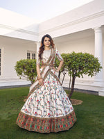 Stylish White Silk Lehenga Set - Rajwada
