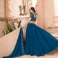 Teal Blue Faux Georgette Lehenga Set - Rajwada