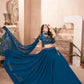 Teal Blue Faux Georgette Lehenga Set - Rajwada