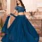 Teal Blue Faux Georgette Lehenga Set - Rajwada