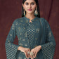 Teal Kurta Set With Overlay - Rajwada