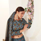 TEAL PRINTED LEHENGA CHOLI SET - Rajwada