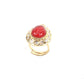 Teardrop Red Stone Embellished Gold-Tone Ring - Rajwada
