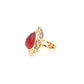 Teardrop Red Stone Embellished Gold-Tone Ring - Rajwada