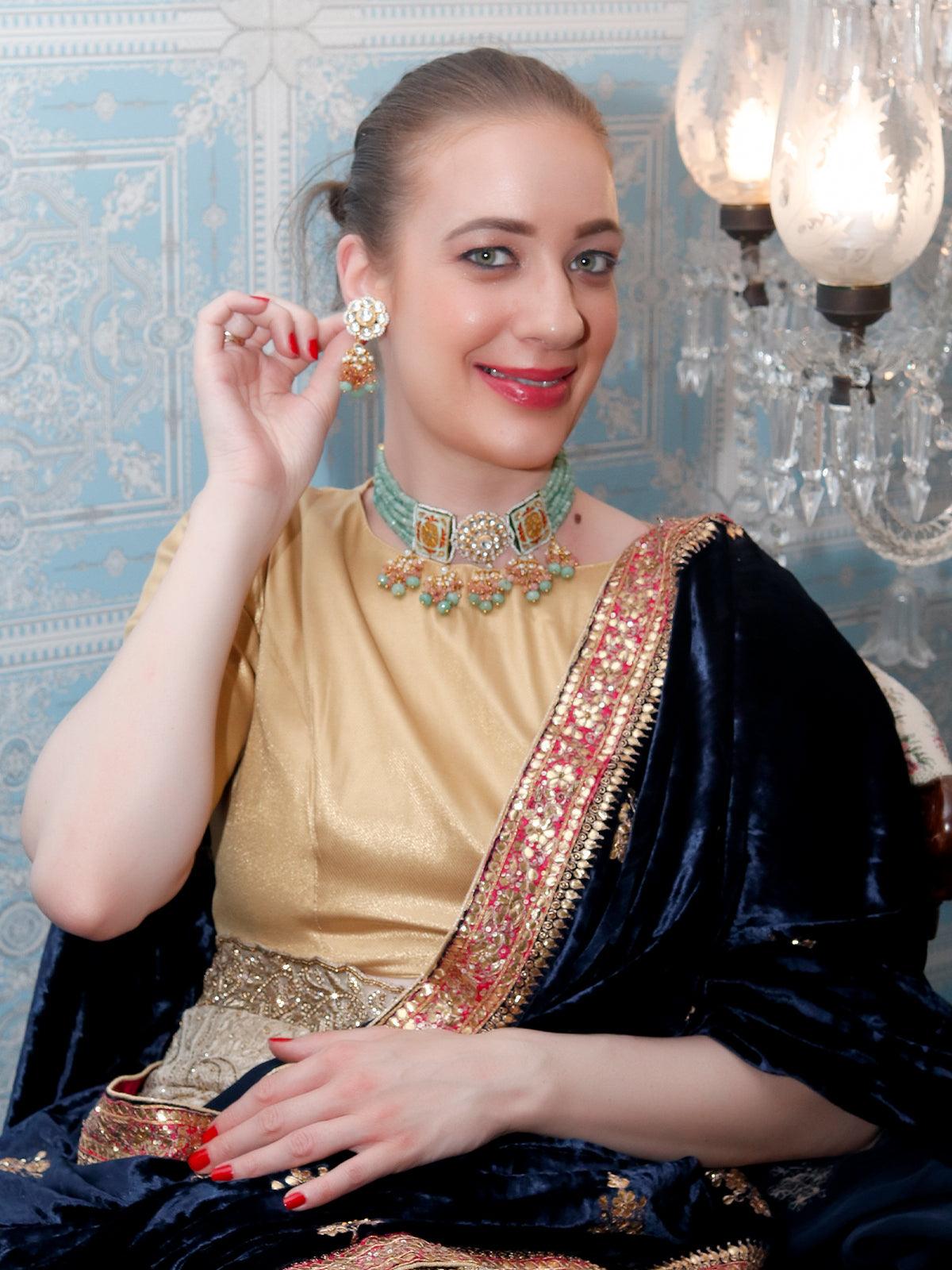 The Regal Sea Green Choker - Rajwada