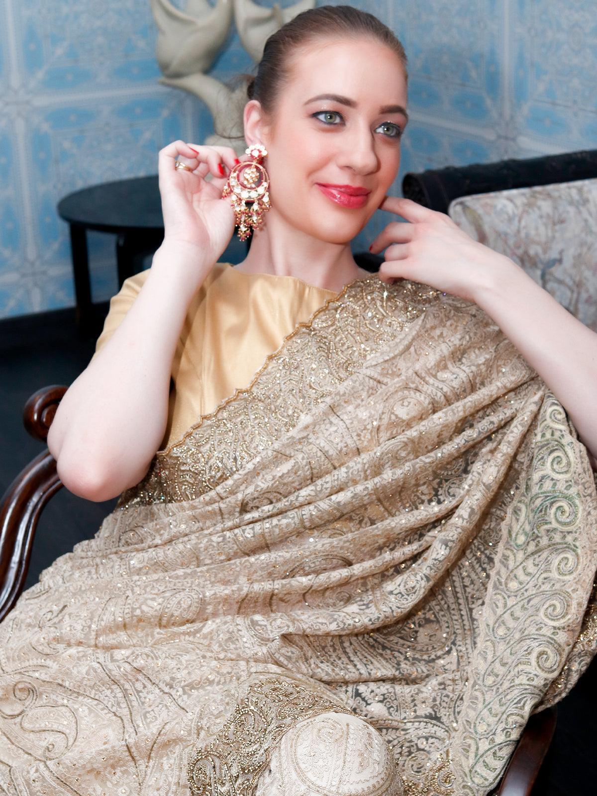The Royal Red And Gold Hoop With Florets - Rajwada