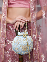 THE VERY STYLISH POWDER BLUE COLORED POTLI BAG - Odette