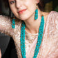 Tibeti Uncut Beautiful Peacock Green Multi-strand Necklace Set - Rajwada