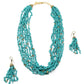Tibeti Uncut Beautiful Peacock Green Multi-strand Necklace Set - Rajwada