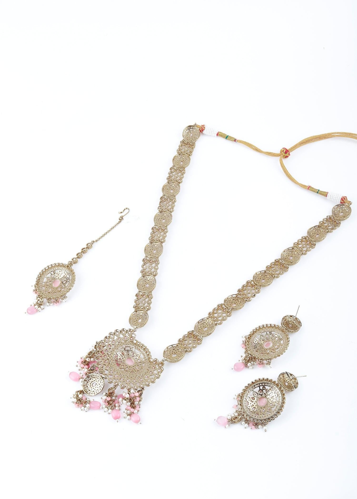 Tint of Gold & Pink Necklace Set - Rajwada