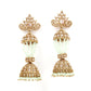 Traditional 2 layered Golden and Green Beaded Earring - Rajwada