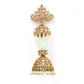 Traditional 2 layered Golden and Green Beaded Earring - Rajwada