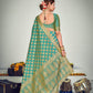 Traditional Firozi Banarasi Silk Saree - Rajwada