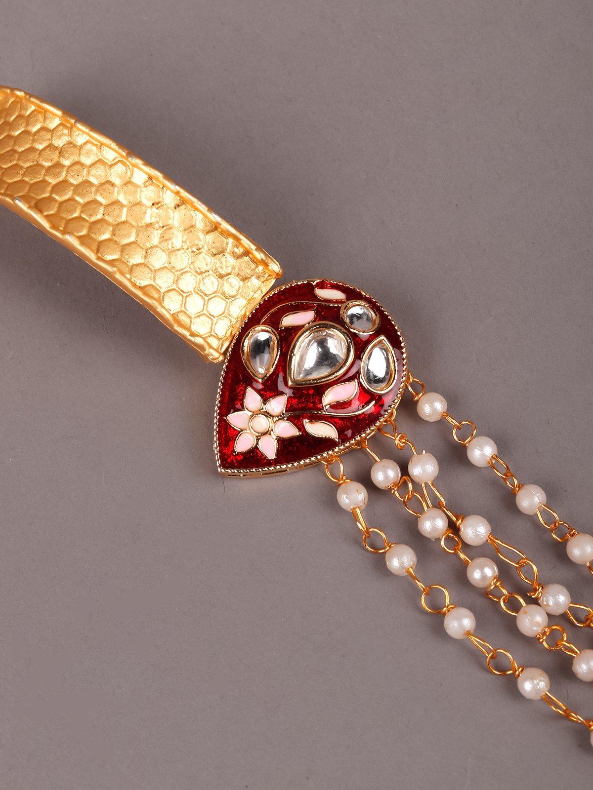 Traditional Gold-Tone And Beaded Bracelet - Rajwada