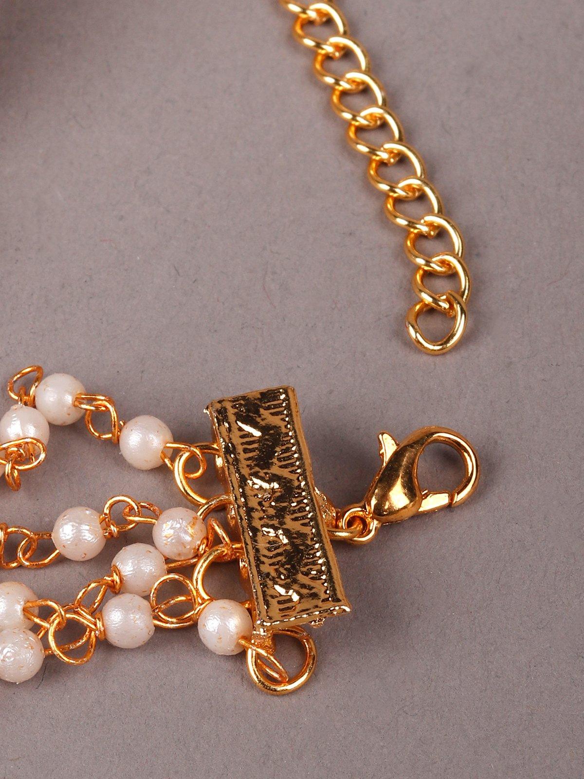 Traditional Gold-Tone And Beaded Bracelet - Rajwada