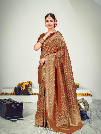 Traditional Green Banarasi Silk Saree - Rajwada