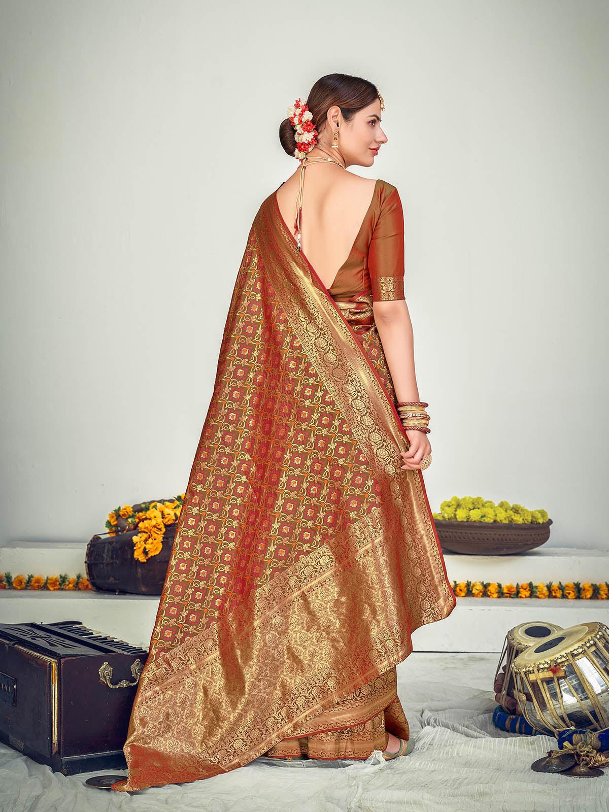 Traditional Green Banarasi Silk Saree - Rajwada