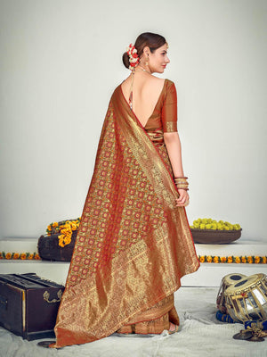 Traditional Green Banarasi Silk Saree - Rajwada