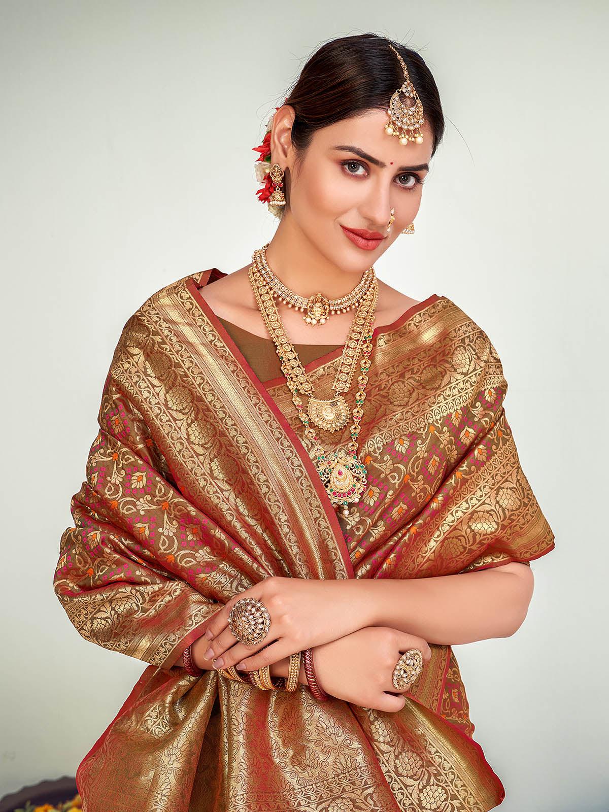 Traditional Green Banarasi Silk Saree - Rajwada