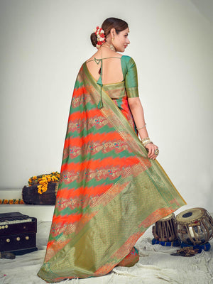 Traditional Multi-Colored Banarasi Silk Saree - Rajwada