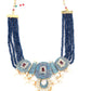 Traditional Multi-strand Blue Pearl Necklace Set - Rajwada