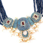 Traditional Multi-strand Blue Pearl Necklace Set - Rajwada