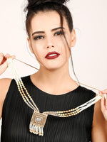 Traditional Multilayered Slate Grey Necklace Set - Rajwada