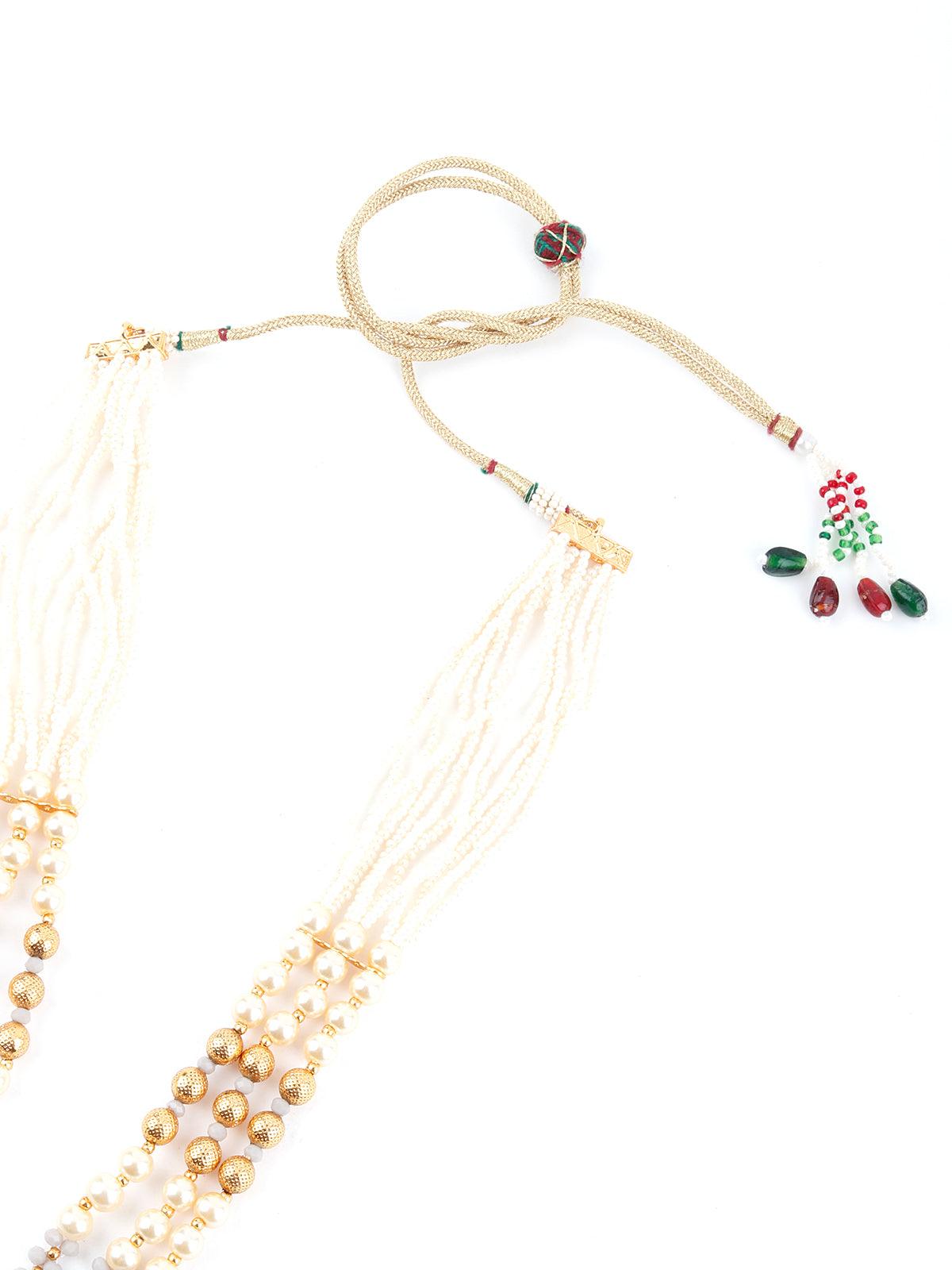 Traditional Multilayered Slate Grey Necklace Set - Rajwada