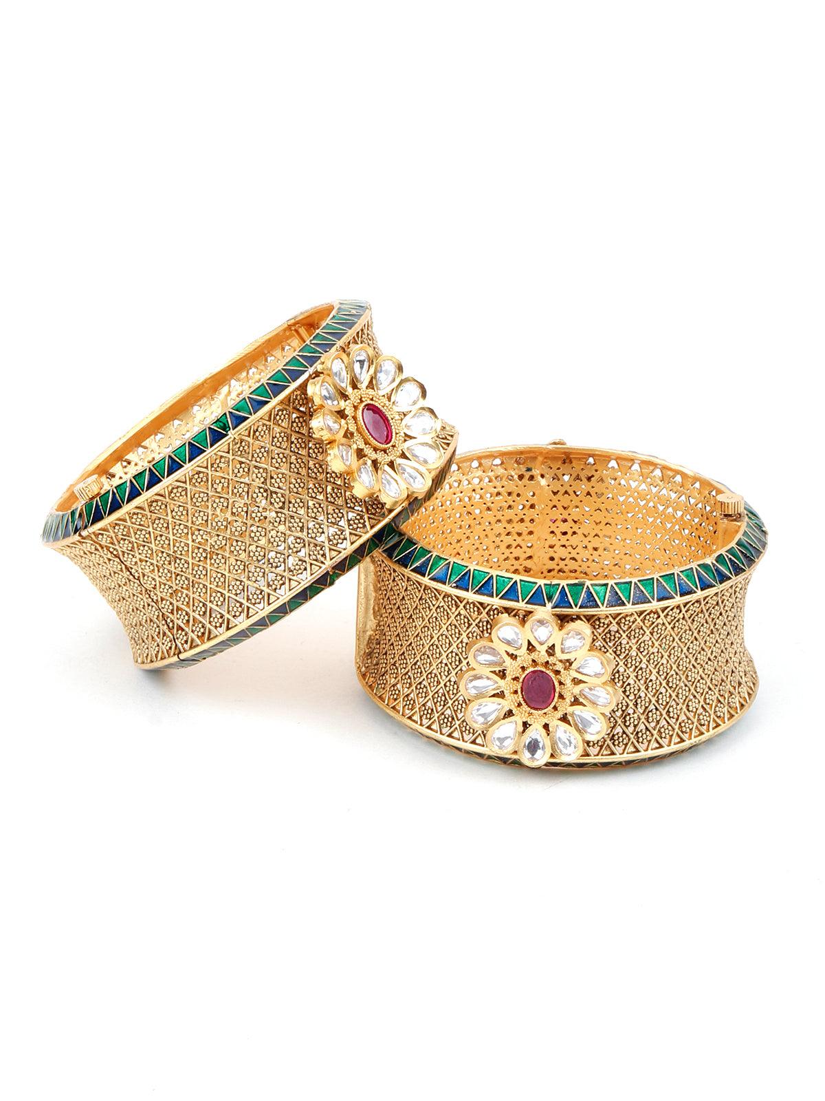 Traditional openable bangle with crafting work - Rajwada