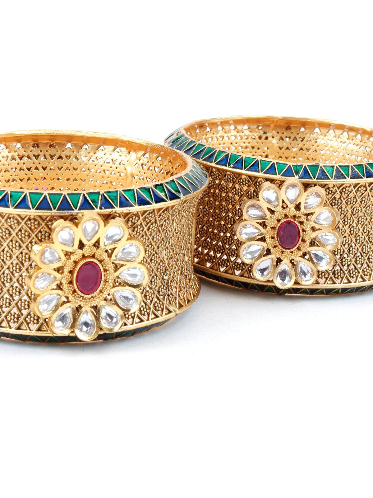 Traditional openable bangle with crafting work - Rajwada