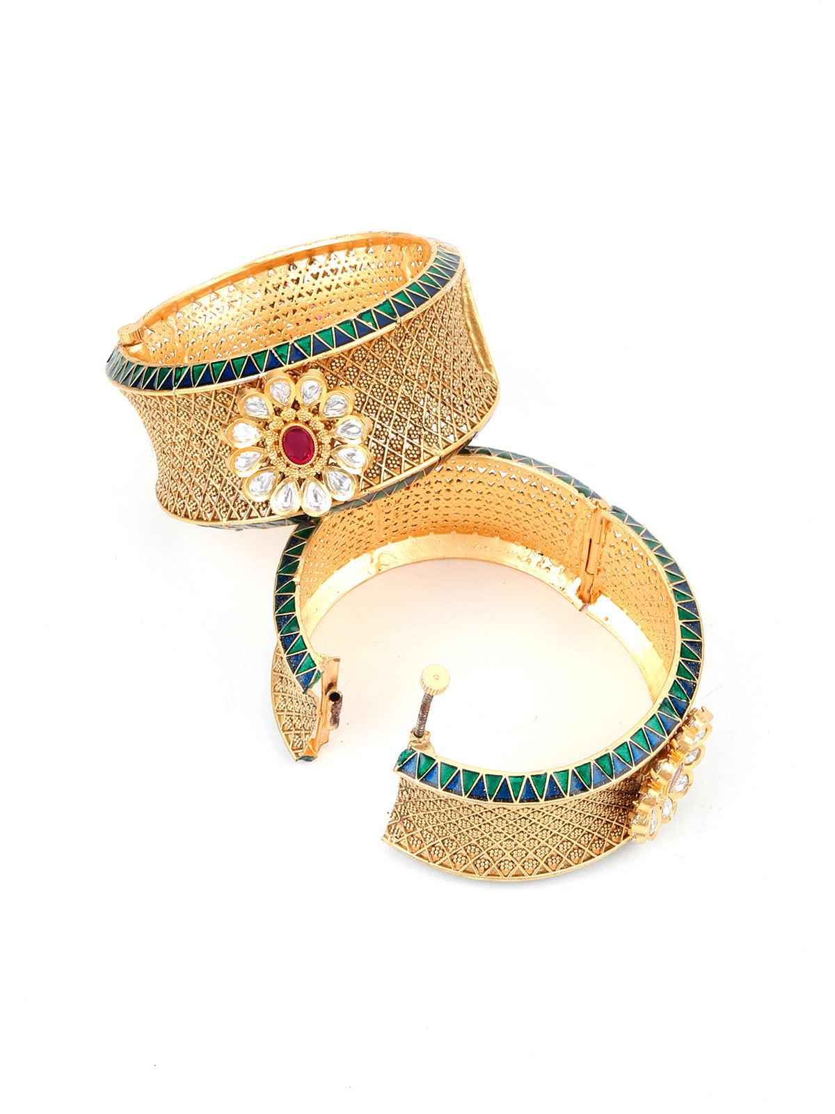 Traditional openable bangle with crafting work - Rajwada