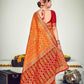 Traditional Orange Banarasi Silk Saree - Rajwada