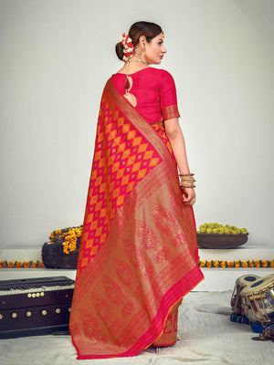 Traditional Pink Banarasi Silk Saree - Rajwada