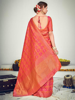 Traditional Pink Banarasi Silk Saree - Rajwada