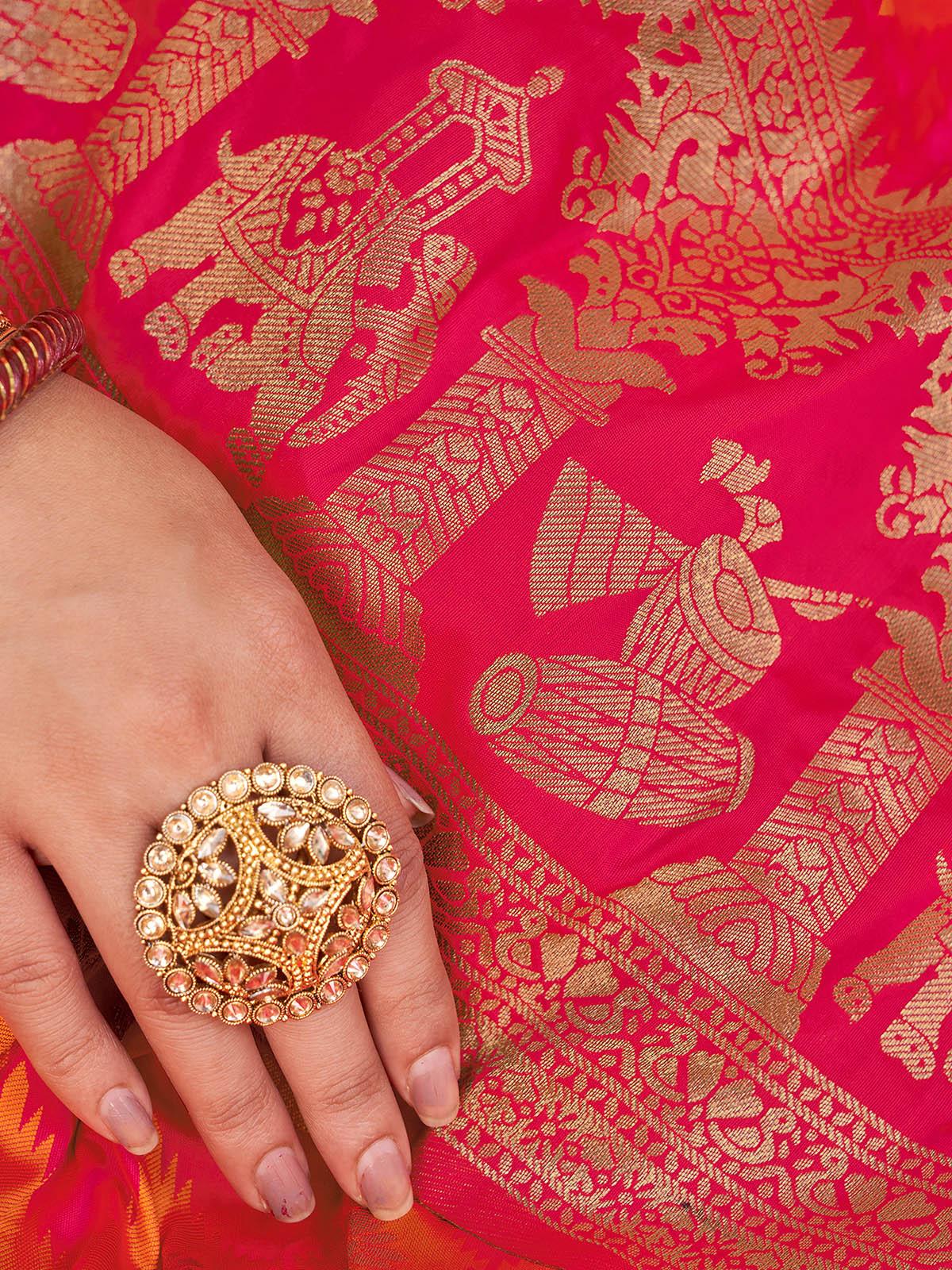 Traditional Pink Banarasi Silk Saree - Rajwada