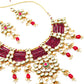Traditional Polki Wine & Pink Crystal Stones Kundan Choker with Earrings - Rajwada