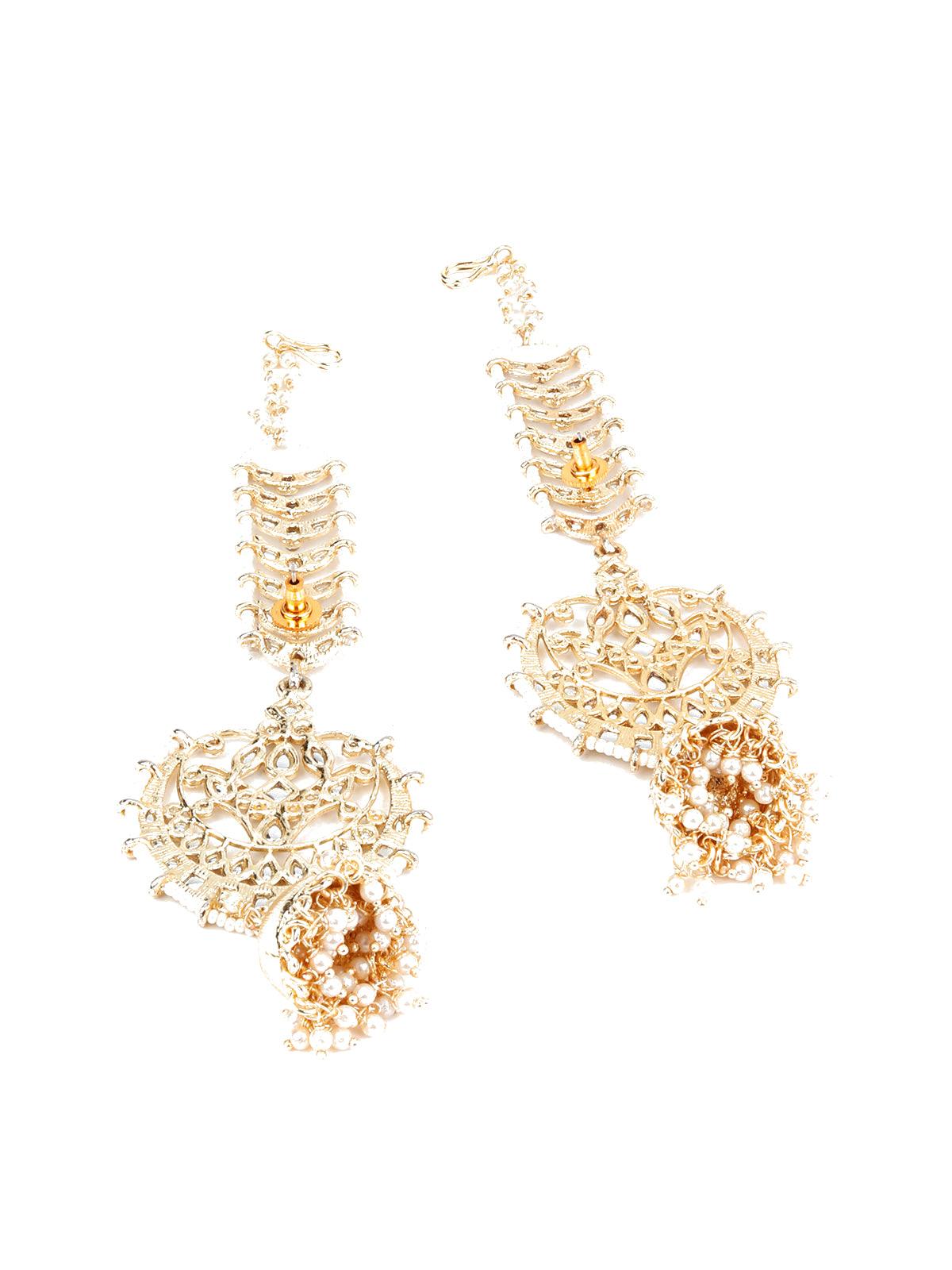 Traditional Rhinestone Earring & Maang Tikka set - Rajwada