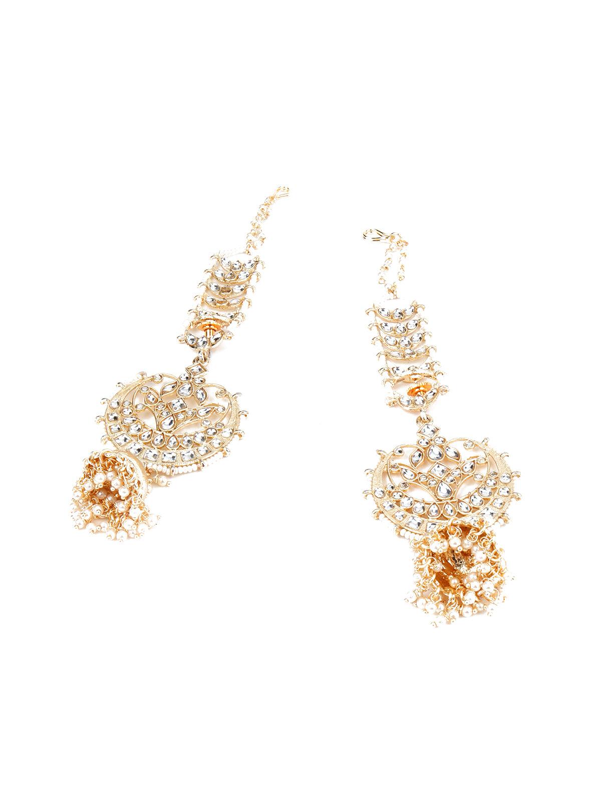 Traditional Rhinestone Earring & Maang Tikka set - Rajwada