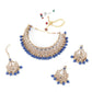 Traditional Royal Blue And Gold Choker Necklace Set - Rajwada