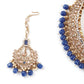 Traditional Royal Blue And Gold Choker Necklace Set - Rajwada