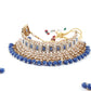 Traditional Royal Blue And Gold Choker Necklace Set - Rajwada
