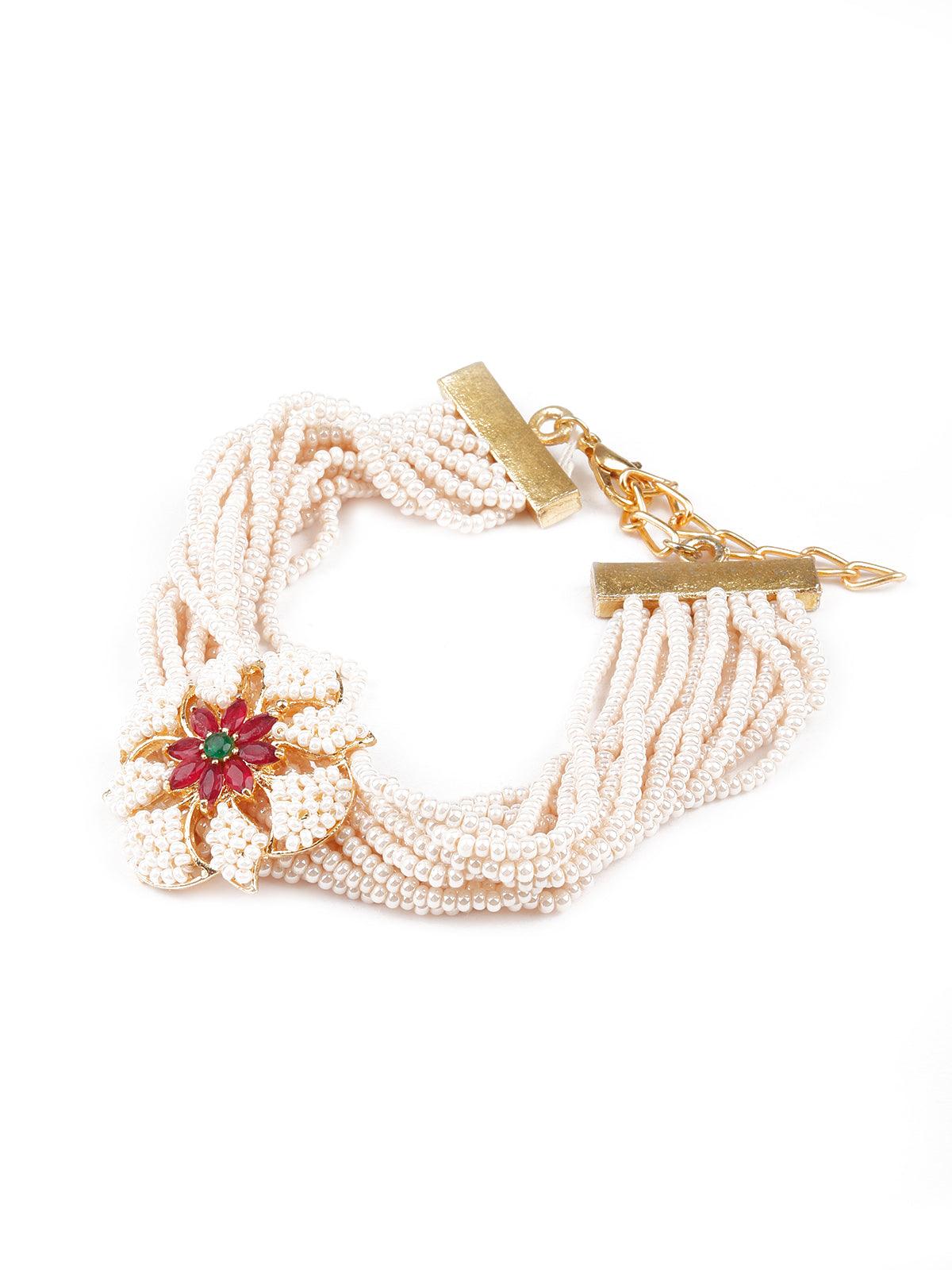 Traditional white beaded bracelet - Rajwada