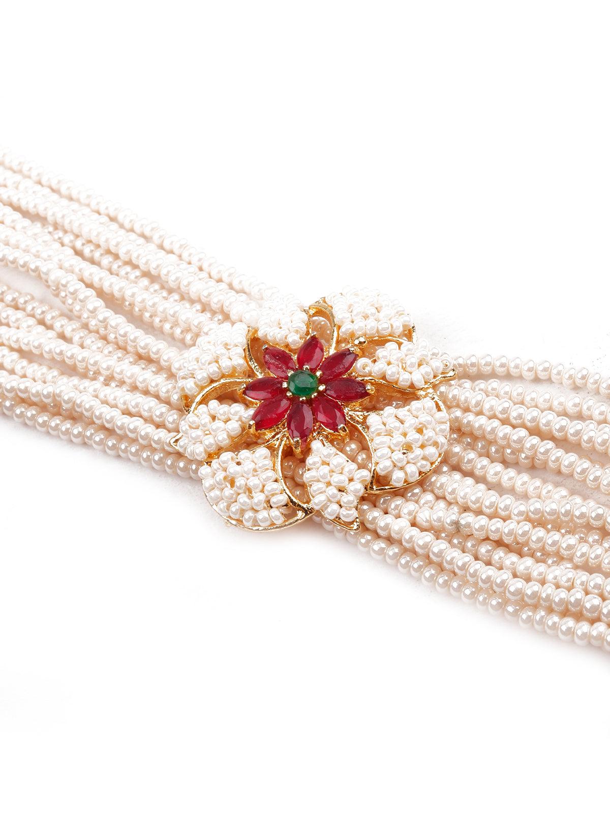 Traditional white beaded bracelet - Rajwada